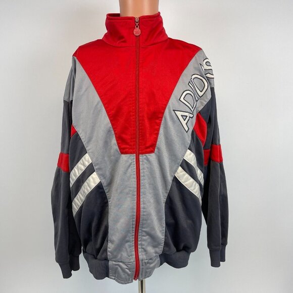 Adidas Embroidered Color Block Track Jacket Vintage 90s Trefoil Logo Size XL - Picture 2 of 5
